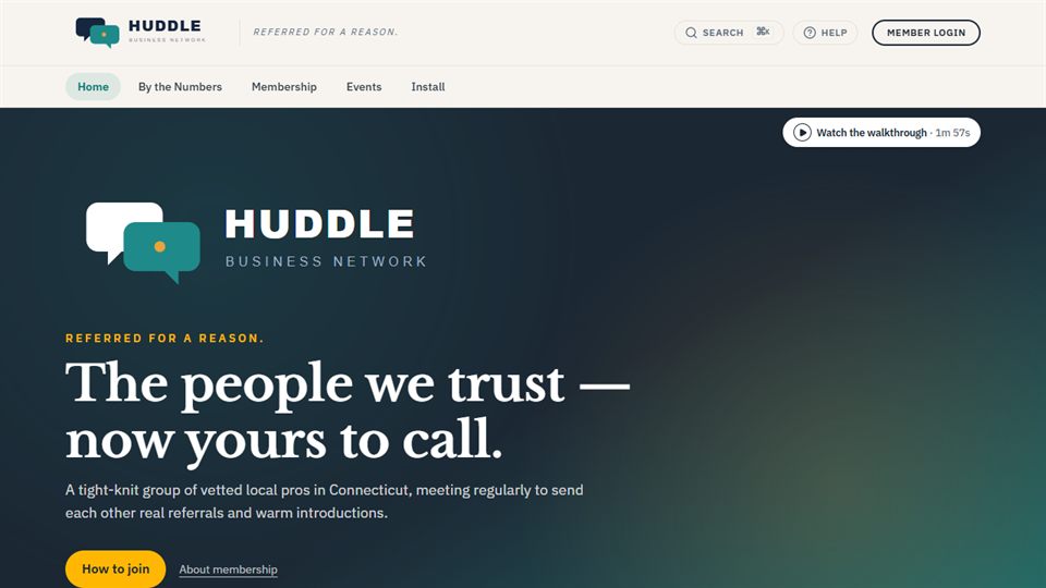 HUDDLE Business Network homepage