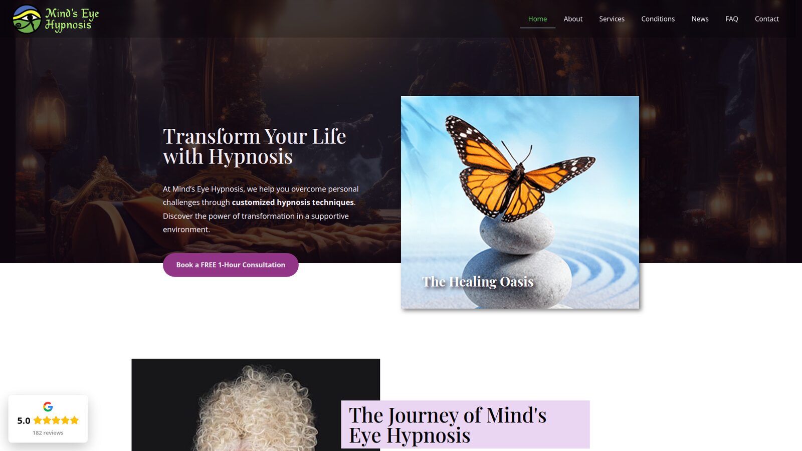 Mind's Eye Hypnosis website screenshot